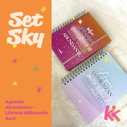 Set Sky:  Agenda Abundante + Libreta Millonaria Azul