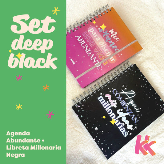 Set Deep Black: Agenda Abundante + Libreta Millonaria Negra
