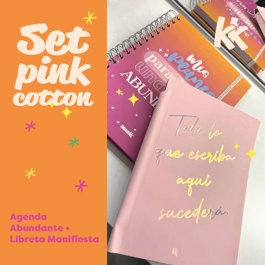 Set Pink Cotton: Agenda Abundante + Libreta Manifiesta
